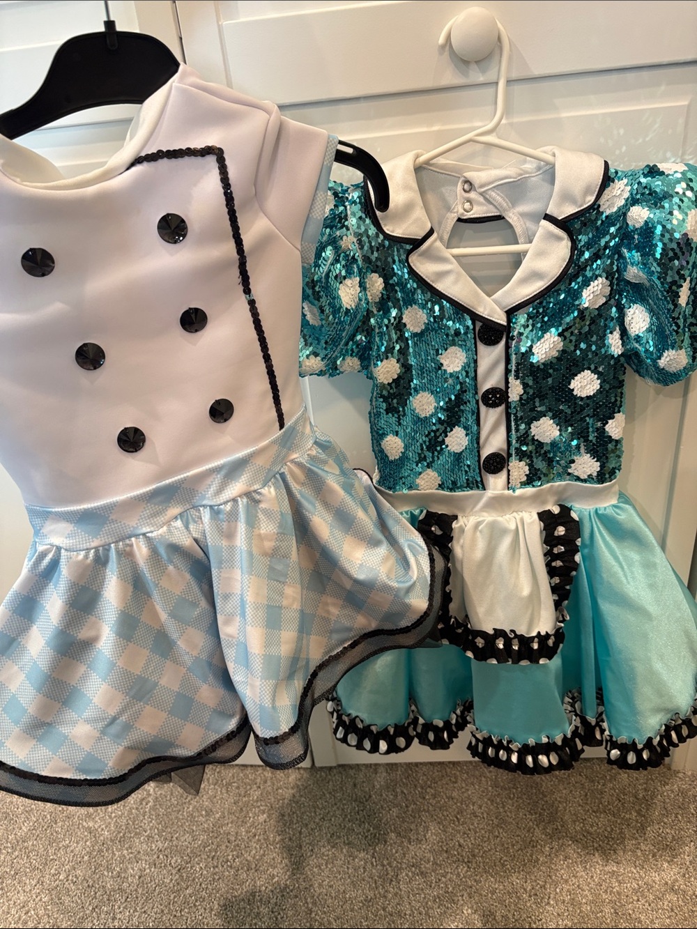 Girls Teal and White Sequin Bakery Chef Costume Dress